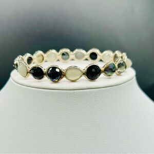 19 station! Ippolita 7” bangle bracelet multiple gemstones, quartz, mop, crystal
